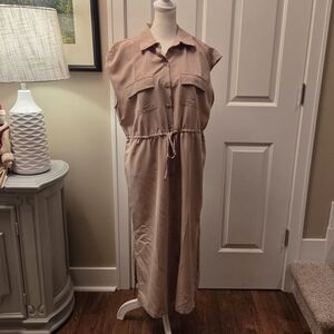Old Navy Khaki Utility Shirt Dress Womens Size M